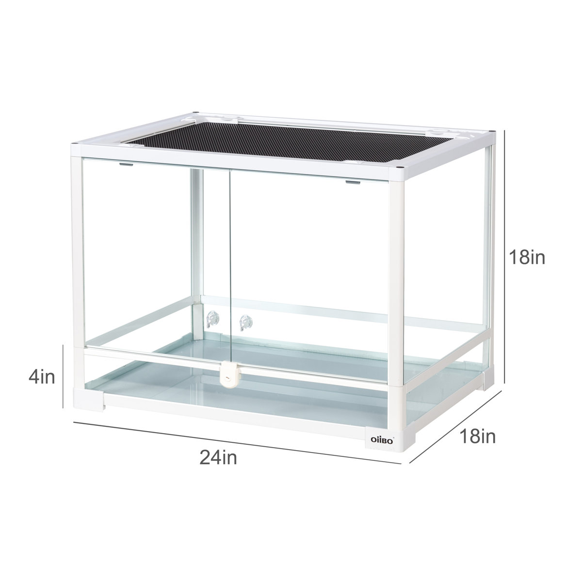 Oiibo Reptile Glass Terrarium, Swing Doors With Screen Ventilation Reptile Terrarium 24" X 18" X